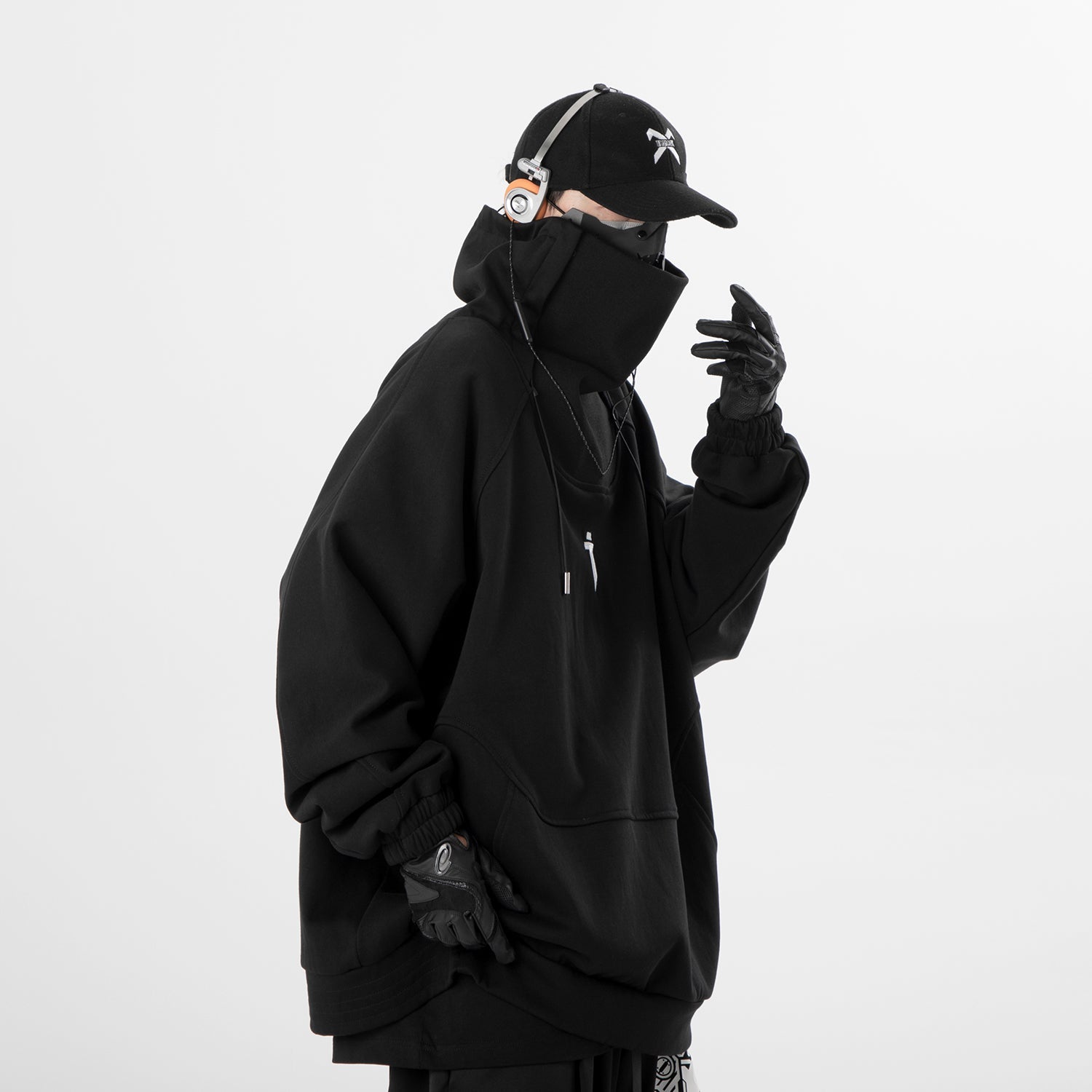 Meiso Tactical High Neck Hoodie - Black