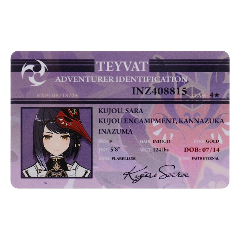 Genshin Impact Student ID Name Cards