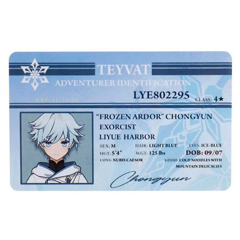 Genshin Impact Student ID Name Cards