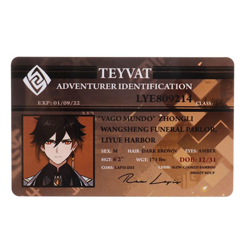 Genshin Impact Student ID Name Cards